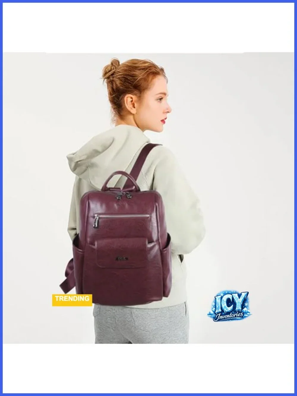 Vegan Leather Backpack Purse with Adjustable Straps Medium Size